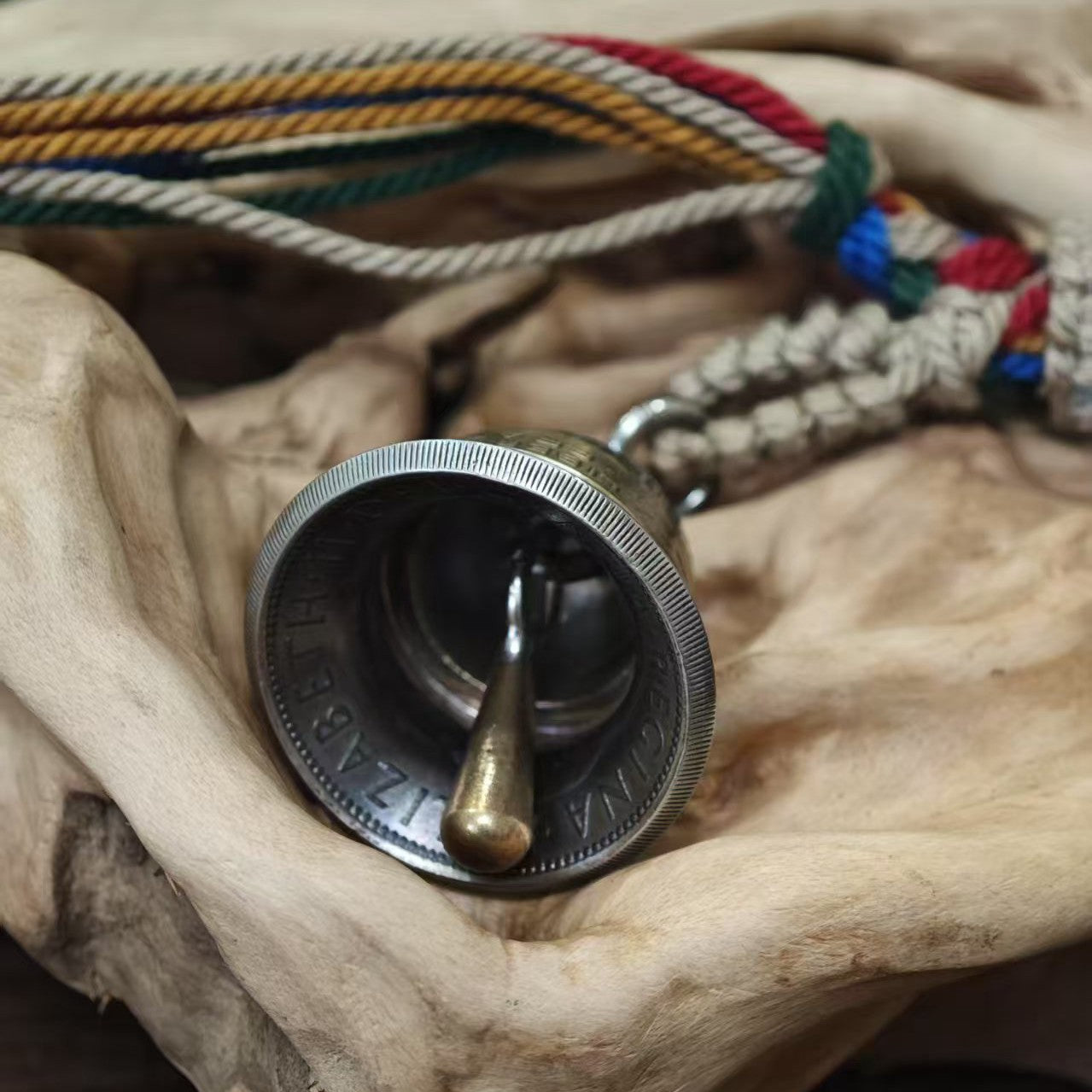 Mongolian Pendant - Vintage British Coin Bell ,Pendant, Charm or Keychain
