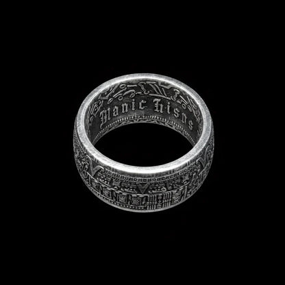 Mexican Aztec Sun Coin Ring（999 Sterling Silver）