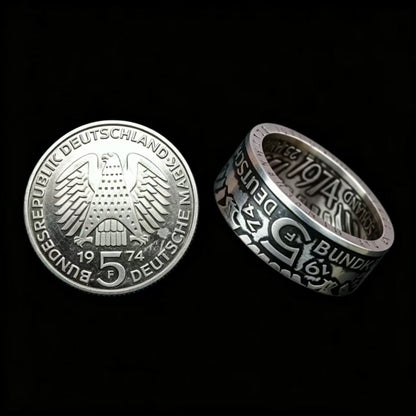 1974 German 5 Deutsche Mark Coin Ring