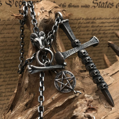 Mongolia Jewelry –Seven Sins Skull Cross Necklace