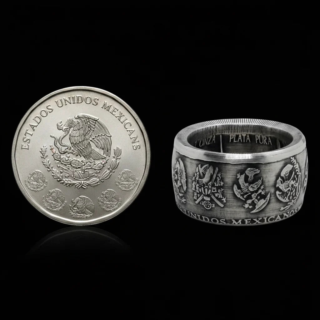 Mexican Silver Libertad Coin Ring | 1 oz Plata Pura | Handcrafted