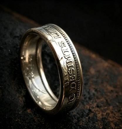 Hand Forged 1936 Lithuania 10 Litu 750 Silver Coin Ring