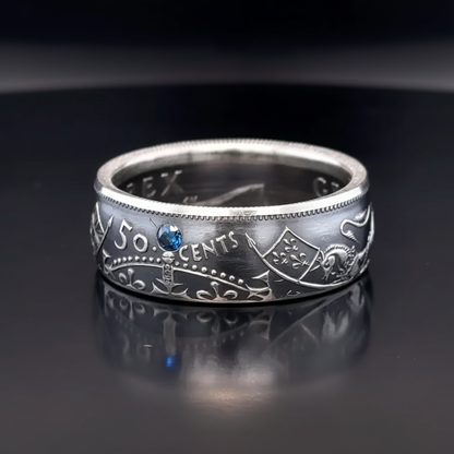 Blue Diamond Canadian Coin Ring