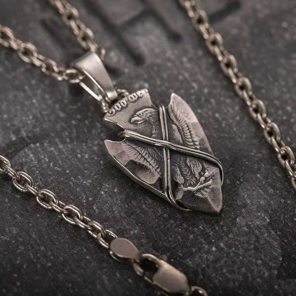 Mongolia Jewelry - Morgan Silver Coin Spearhead Necklace
