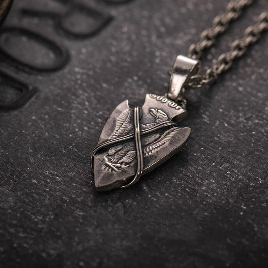 Mongolia Jewelry - Morgan Silver Coin Spearhead Necklace