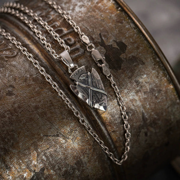 Mongolia Jewelry - Morgan Silver Coin Spearhead Necklace