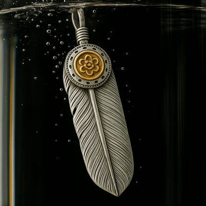 Mongolia Jewelry-Feather Spirit Necklace,Handcrafted Soul with a Spinning Touch