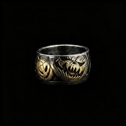 Halloween Pumpkin Silver Coin Ring – Hand-Forged Adjustable Band