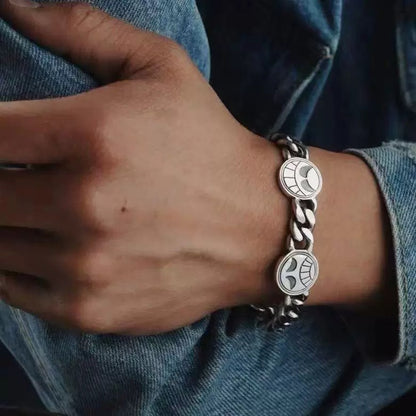 Mongolia Jewelry - Ace Smiley Crying Face 925 Sterling Silver Bracelet