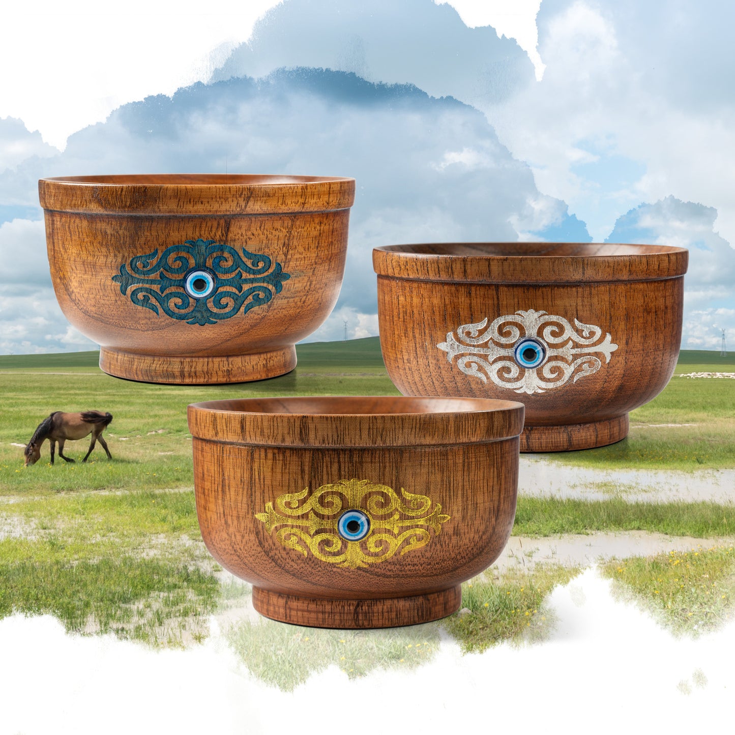 Mongolian Wooden Bowl - Devil's Eye