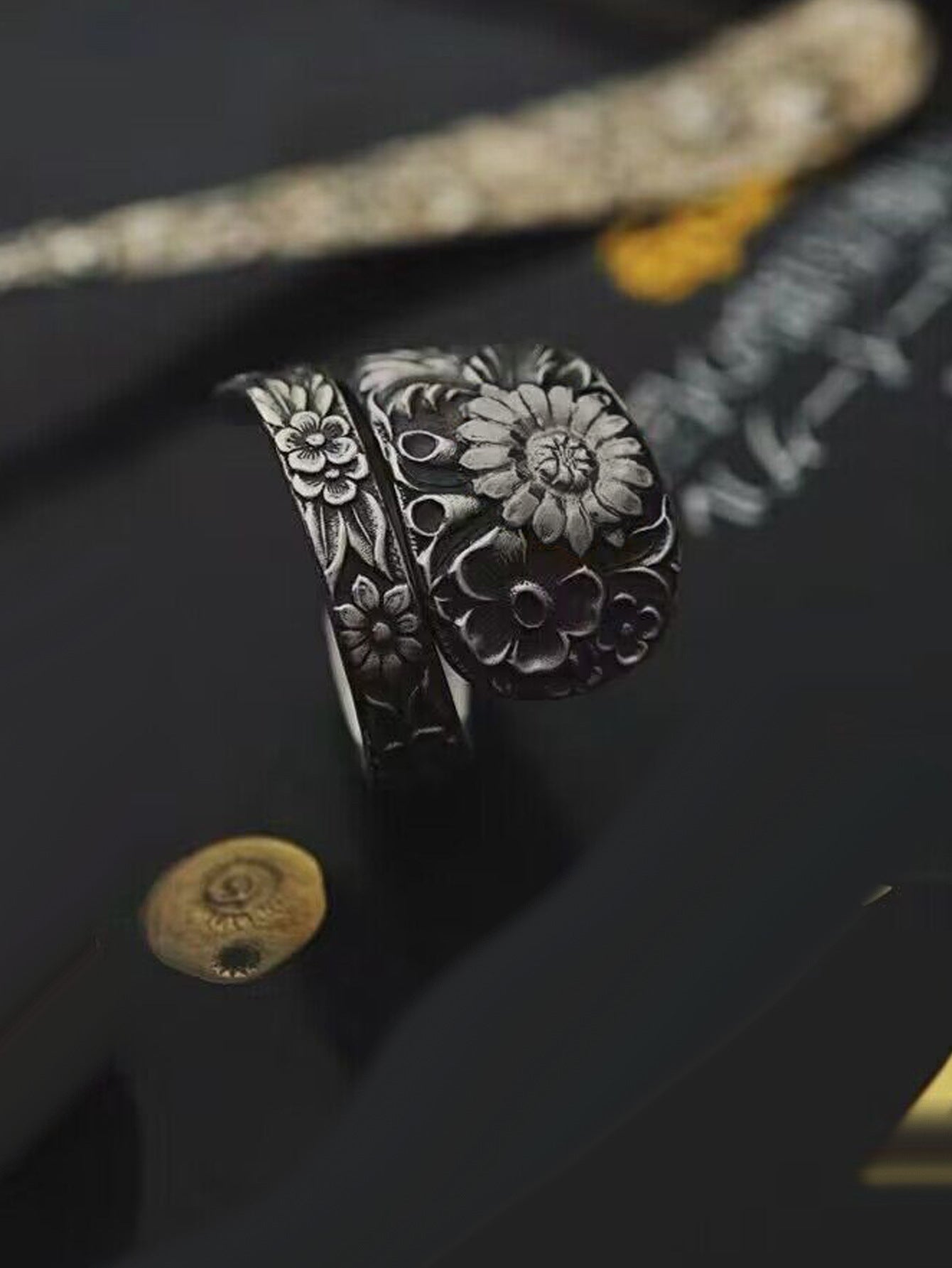 Mongolia Jewelry - Mongolian Silver Spoon Adapted into a Mongolian Flower Bangle