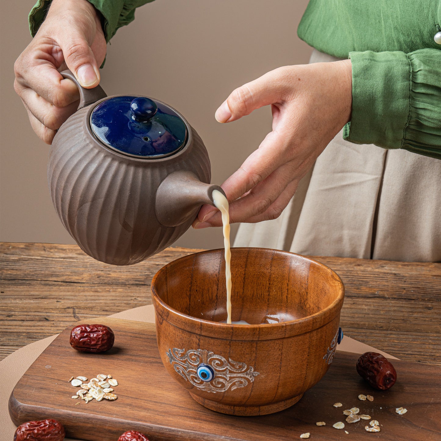 Mongolian Wooden Bowl - Devil's Eye