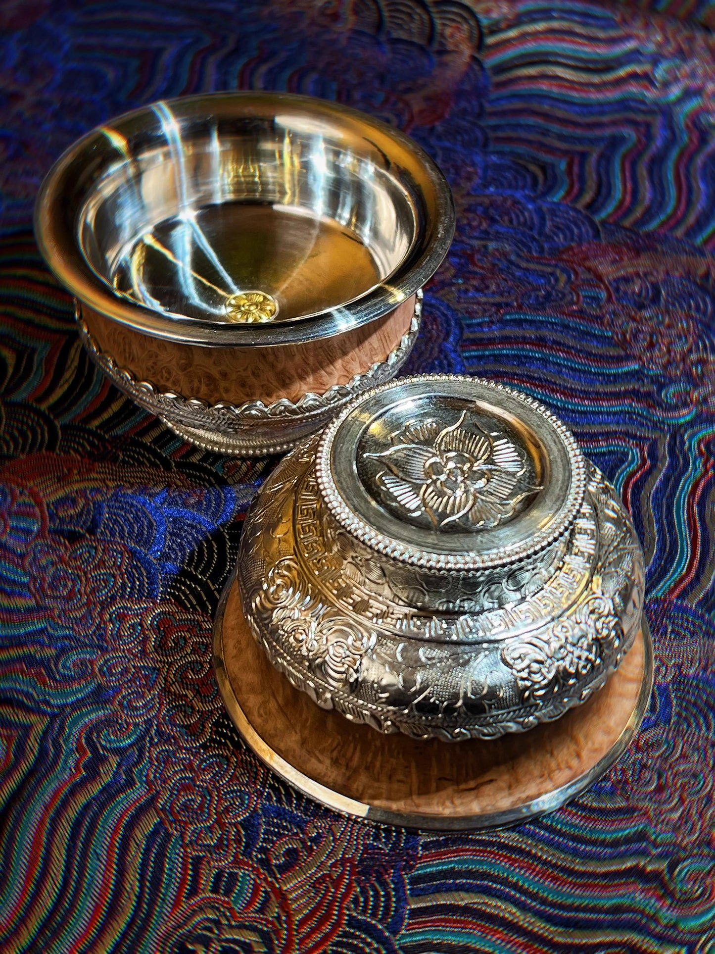 Mongolian Sterling Silver Bowl - Eight Treasures