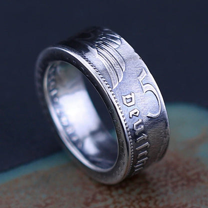 German Mark Silver Coin Ring