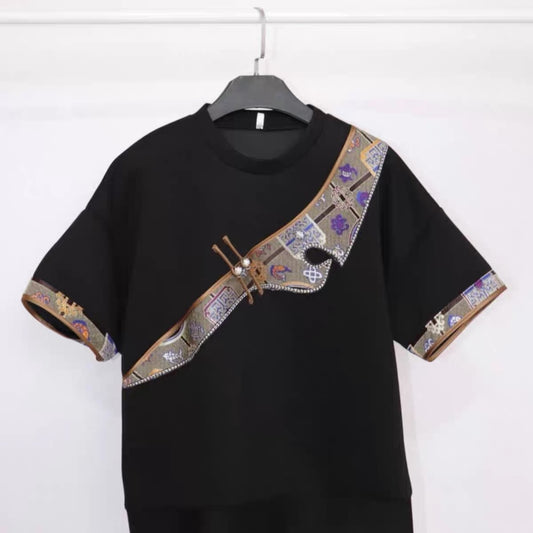 Mongolian Clothing- Crochet Patchwork Top