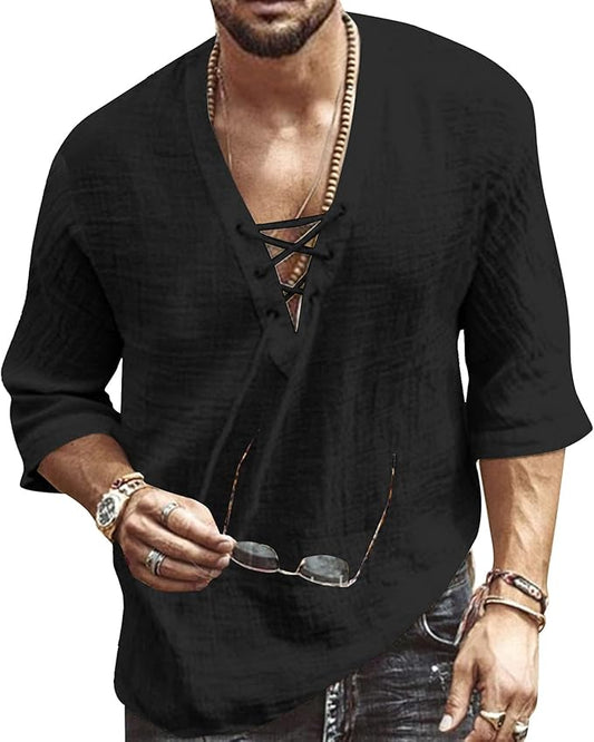 Mongolian Clothing -Lace-Up Front Shirt