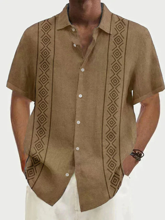 Mongolian Clothing - Vacation Hawaiian Style Men's Short Sleeve Shirt