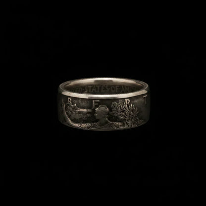 Walking Liberty & Franklin Half Dollar Silver Coin Ring Set | Vintage US Silver Hand Forged Ring